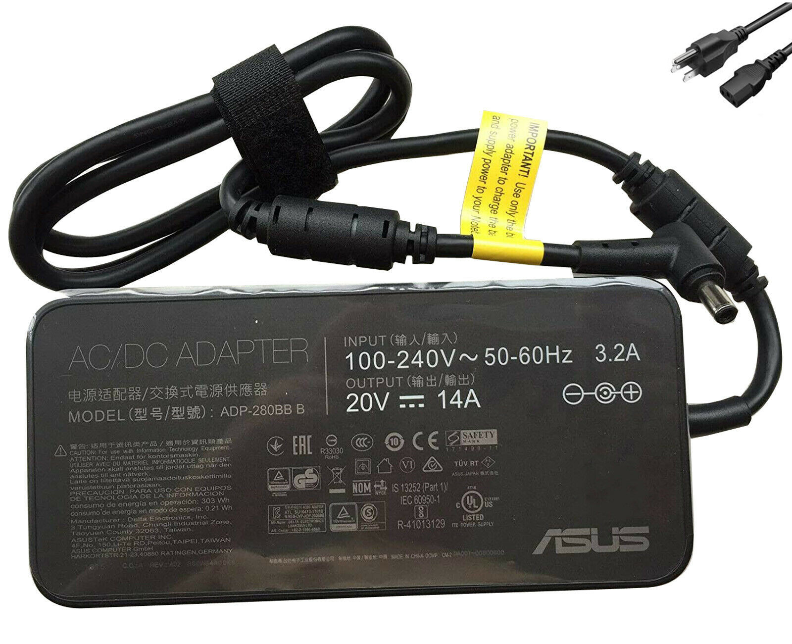 280W Asus ROG Flow X13 GV301QE-K6333T Charger AC Power Adapter