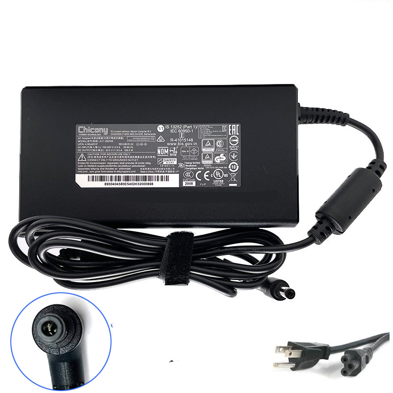 20V 180W MSI Creator 17 A10SE-627ES Charger AC Adapter Power Cord