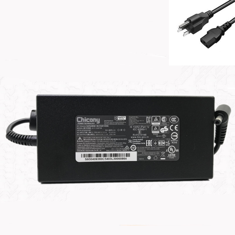 20V 11.5A MSI Stealth GS66 10UH-086BE Charger AC Adapter
